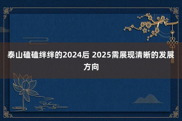 泰山磕磕绊绊的2024后 2025需展现清晰的发展方向