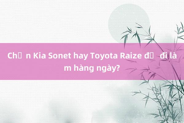 Chọn Kia Sonet hay Toyota Raize để đi làm hàng ngày?