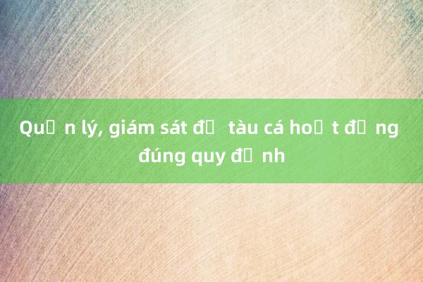 Quản lý， giám sát để tàu cá hoạt động đúng quy định